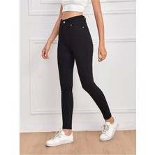 Beeke Jnswrld Siyah Renk Yüksek Bel Dar Paça Kot Pantolon