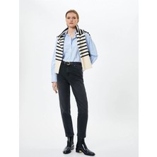 Beeke Jessica-Mom Kot Pantolon Esnek Slim Fit Standart Bel Cepli Pamuklu - Mom Jeans
