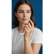 Fundéa Jewelry Kalp Zirkon Taşlı Çelik Gold Şahmeran El Zinciri Kadın Takı Aksesuar