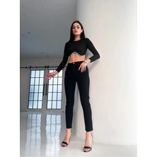 Beeke Kkb Jean Kadın Siyah Solmaz Yüksek Bel Mom Kalıp Jean