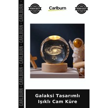 Carlburn Özel Üretim Dekoratif Hediyelik Masaüstü Galaksi Tasarımlı Işıklı Cam Küre