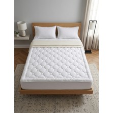 Med Home Çift Kişilik Yün Yatak Pedi 160X200 cm – 3.5kg Yün Dolgulu-Akvil/pamuk Kumaş-Kalın Yatak Üstü Şilte