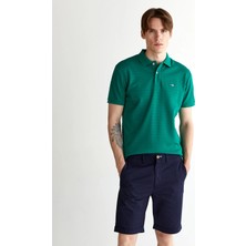 Gant Erkek Yeşil Regular Fit Çizgili Polo