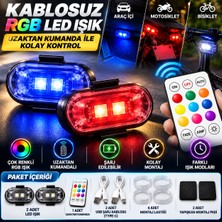 Cabbaroğlu Ticaret Kablosuz Rgb LED Araç Içi Aydınlatma Uzaktan Kumandalı Şarjlı Çakar Işık – Oto Motosiklet Bisiklet Uyumlu