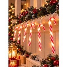Alymo Store 10 Led’li Baston Şeker Yılbaşı Işık Zinciri 170 cm – Kırmızı Beyaz Dekoratif LED Aydınlatma