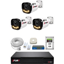 Fury 3'lü Ip Güvenlik Kamera Seti Sesli Gece Renkli 1080P Full Hd 320 GB Uzaktan Izleme 5590S