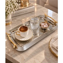 Sunvera Çelik Luxury Gold Dal Kulplu Aynalı Paslanmaz Çelik Dekoratif Sunum Tepsisi 17X32 cm – Orta Sehpa, Konsol, Mum, Buhurdanlık ve Oda Kokusu Tepsisi
