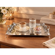 Sunvera Çelik 1 Adet 18X33 cm Paslanmaz Çelik Gümüş Sunum Tepsisi – Gümüş Kulp ve Ayak Detaylı Çay Kahve Servis Tepsisi