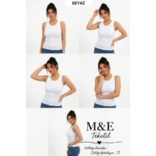 M&e Tekstil Kadın Kaşkorse Sıfır Kol Bisiklet Yaka Pamuklu Atlet Bluz