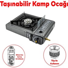 Happy Trend Portatif Kamp Ocağı Tekli Tek Gözlü Kartuşlu Piknik Tüp Bağlantılı Gezi Ocak Gri Renk