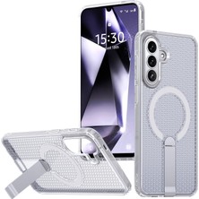 Happy Trend Samsung Galaxy A57 Için Kılıf Dikey Standlı Güçlü Manyetik [magsafe ile Uyumlu] A57 Koruyucu Pc+Tpu Isı Dağılımı Sağlayan Petek Desenli Samsung Galaxy A57 Kılıf (Buzlu Şeffaf)