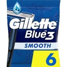 Happy Trend Blue3 Smooth Erkek Tek Kullanımlık Jilet Üçlü Bıçaklı 6 Tıraş Bıçağı, 40° Hareketli Döner Başlık, Comfortgel Teknolojili Kayma Şeridi