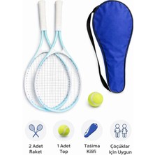 Happy Trend Çocuk Tenis Raketi Seti 21 Inç 2 Raket 1 Top Çantalı Set Mavi L1, MB21PSNM