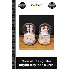Carlburn Özel Üretim Romantik Hediyelik Işıklı Müzikli Dekoratif Sevimli Sevgililer Büyük Boy Kar Küresi