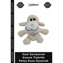 Carlburn Özel Üretim Sevimli Hediyelik Çocuk Yumuşak Sürpriz Seni Seviyorum Kuzum Tişörtlü Peluş Kuzu Oyuncak