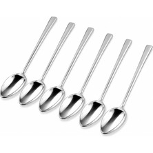 Happy Trend 6'lı Paslanmaz Çelik Küçük Kaşık Seti, Gümüş Metal 15 Cm, 6 Adet