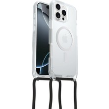 Happy Trend iPhone 16 Pro Max Uyumlu Magsafe'li React Kolye Kılıfı, Ayarlanabilir ve Çıkarılabilir Cep Telefonu Zincirine Sahip Ultra Ince, Koruyucu Kılıf, Şeffaf