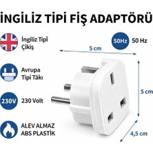 Str Store Ingiliz Tipi Fiş Adaptörü Uk 'den Tr Priz Dönüştürücü, Avrupa Giriş Uyumlu, Seyahat Tipi Elektrik Adaptörü, Laptop Telefon Şarj Uyumlu, Dayanıklı Abs Plastik, Kompakt Tasarım