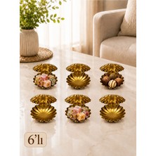 Sunvera Çelik Istiritye 6’lı Gold Lokumluk Şekerlik Ikramlık 5 cm – Çiçek Formlu Dekoratif Sunumluk
