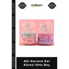 Carlburn Özel Üretim Dekoratif Masalsı Çocuk Odası Hediyelik Neşeli Atlı Karınca Kar Küresi Orta Boy