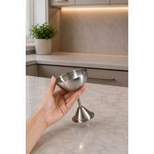 Sunvera Çelik Paslanmaz Çelik Ayaklı Dondurmalık & Çerezlik Sunum Kasesi – Şık Servis Kup 1 Adet 9cm Cap 10 cm Boy