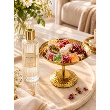 Sunvera Çelik Gold Ayaklı Sunumluk Çerezlik Lokumluk Şekerlik Ikramlık Dövme Desenli 14 cm 1 Adet