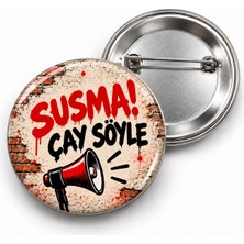 Beyaz Penguen Susma Çay Söyle - 58MM Rozet
