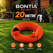 Bontia Uzatma Kablosu 20 Metre 3x2.5 Mm² Cca Kablolu Kapaklı Monofaze Ev Tipi Topraklı Tekli Grup Fiş Priz IP44 Taşıma Çantalı