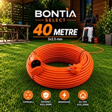 Bontia Uzatma Kablosu 40 Metre 3x2.5 Mm² Cca Kablolu Kapaklı Monofaze Ev Tipi Topraklı Tekli Grup Fiş Priz IP44 Taşıma Çantalı