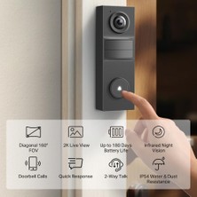 Str Store D205 | Mini Akıllı Görüntülü Kapı Zili | 2k Net Görüntü | 160° Geniş Açı | 180 Gün Pil Ömrü | Aı Kişi Algılama | Iki Yönlü Ses | IP54 Hava Koşullarına Dayanıklı | Bulut/sd Kart Depolama