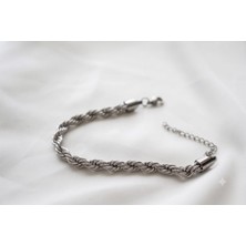 Asd Accessory Burgu Zincir 5mm Kalın Silver Renk Model Unisex (Kadın/erkek) Çelik Bileklik/ 18+4cm
