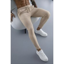 Erkek Fitilli Slim Fit Jogger Pantolon/ Erkek Jakar Kumaş Pantalon