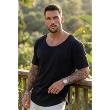 % 100 Pamuklu Geniş Pis Yaka Oversize T-Shırt (3095)