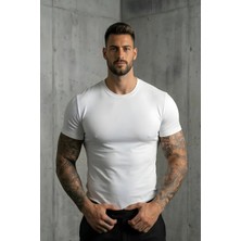 Erkek Likralı Slim Fit Bisiklet Yaka Tshırt/bisiklet Yaka Likralı Slim Fit Tshört
