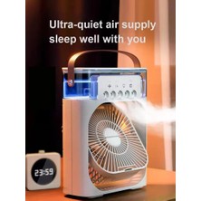 Str Store Buharlı Hava Soğutucu, 26X19X8 cm Taşınabilir Portatif Klima, 330 Ml, Mobil Sulu Klima, 3 Rüzgar Hızı, 3 Sis Modu, Buzlu Vantilatör 5 Sprey Delikli ile Renkli LED Işıklı- HR025