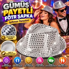 Str Store Disko Star Gümüş Payetli Fötr Şapka Yetişkin Boy