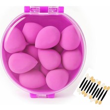 Str Store 8’li Makyaj Süngeri Seti + Aplikatör Çubuk Hediyeli – Yumuşak, Lateks Içermeyen Beauty Blender Süngerleri (Yeşil, Pembe, Sarı, Mavi, Mor) | Nemli & Kuru Kullanım (Pembe)