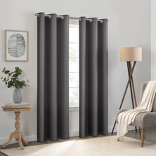 Str Store Kendall Düz Dokulu Karartma Termal Yalıtımlı Astar Gromet Pencere Perdesi Yatak Odası Için (1 Panel), 106,68 cm x 213,36 Cm, Kömür Rengi