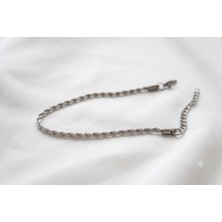 Asd Accessory Ince Burgu Zincir 2mm Kalın Silver Renk Model Unisex (Kadın/erkek) Çelik Bileklik/ 18+4cm