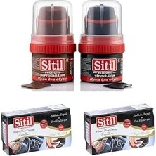 Str Store Sitil Classic Deri Bakım Seyahat Seti 4'lü Paket - 2 Adet Parlatıcı Sünger ve 2 Adet Likit Boya (Siyah & Kahverengi 50 Ml)