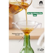 Muf Home Ince Uçlu Şeffaf Huni - Dar Ağızlı Şişe ve Yağlık Sıvı Aktarma Hunisi (1,4 cm Çap) Hassas Ince Uçlu Yağ ve Sıvı Dolum Hunisi 14 mm