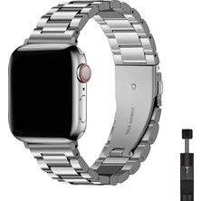 Str Store Apple Watch Uyumlu Premium Üç Bakla Paslanmaz Çelik Kordon - 49MM/46MM/45MM/44MM/42MM/41MM/40MM/38MM Uyumlu - Apple Watch Se Series 3/2/1 & Watch Ultra 3/2/1 & Series 11 10 9 8 7 6 5 4 3 2 1