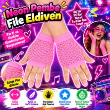 Str Store 80’ler 90’lar Retro Neon Pembe File Parmaksız Kısa Eldiven 11 cm