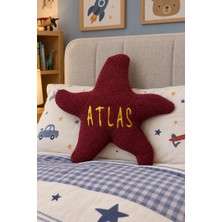 Puff Table Kişiye Özel Isimli Nakışlı Peluş Deniz Yıldızı Yastık Teddy Kumaş Silikonlu 45 cm