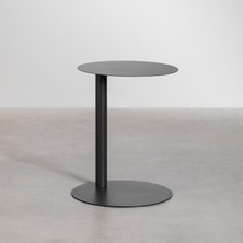 Paledin Design | Magna Yan Sehpa – Modern Yuvarlak Çelik Koltuk Yanı Sehpası Granit Grisi 40X40X50 cm