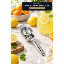 Viracasa Lüks Pres Limon Sıkacağı Paslanmaz Çelik Kollu Meyve Sıkacağı 7 cm Hazne 21,5 cm