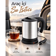 Str Store Araç Içi Kullanıma Uygun 12V Elektrikli Su Isıtıcı Paslanmaz Çelik Gövdeli Pratik Kettle