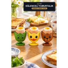 Viracasa Eğlenceli Yumurtalık 3'lü Set Kurbağa Ördek Ayıcık Çocuk Kahvaltı Yumurtalığı Bpa Içermez