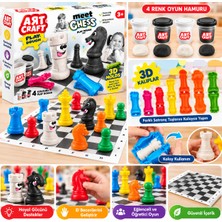 Alymo Store Meet Chess Oyun Hamurlu Satranç Seti – 4 Renk Oyun Hamuru, 3D Satranç Kalıpları ve Oyun Tahtası 3+ Yaş