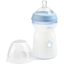Str Store Natural Feeling Anti-Kolik Biberon 6 Aylık 330 Ml, Yumuşak ve Esnek Silikon Vantuzlu Bebek Şişesi, Emzirme Için Uygundur, Mavi
